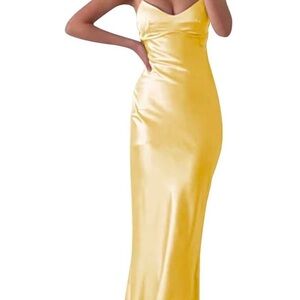 Elegant Yellow Satin Nightgown